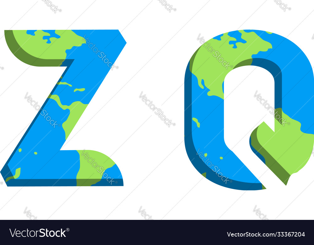 Initial zq logo design with world map style