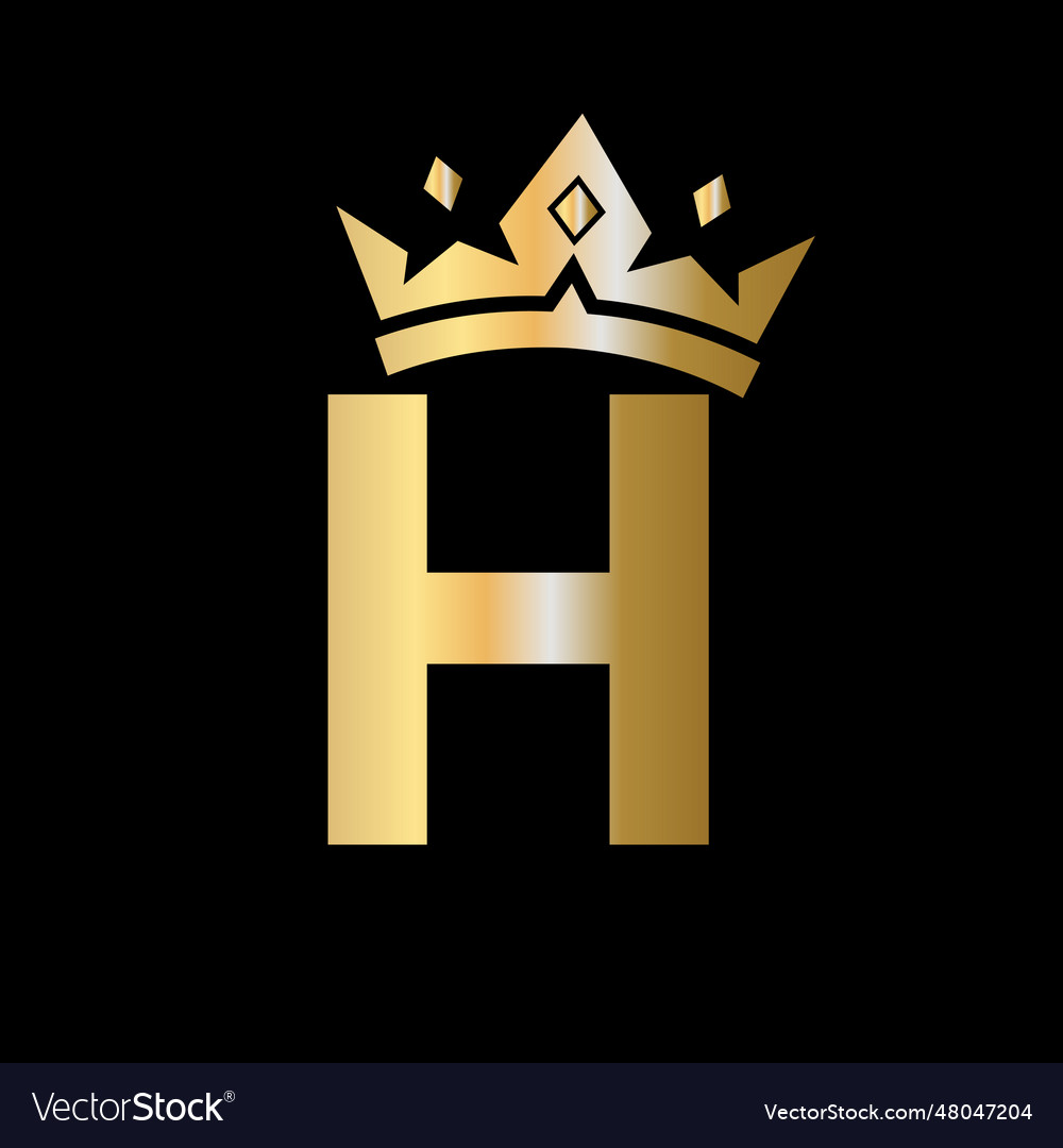 Letter h crown logo crown logo on letter h Vector Image