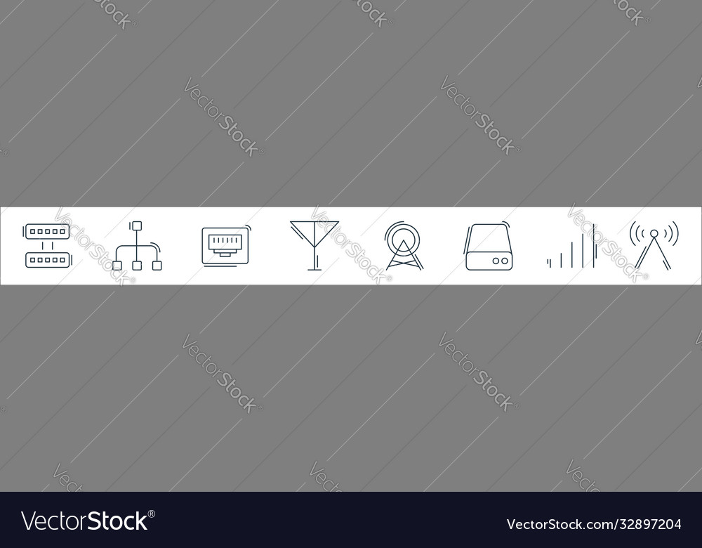 Network and database line icons linear set vector image Network and database line icons linear set