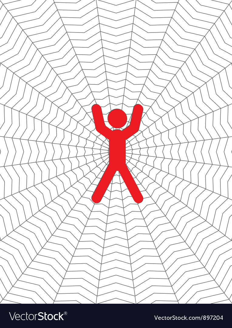 Person entangled in a cobweb