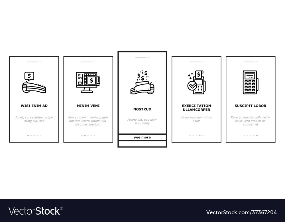 Pos terminal device onboarding icons set