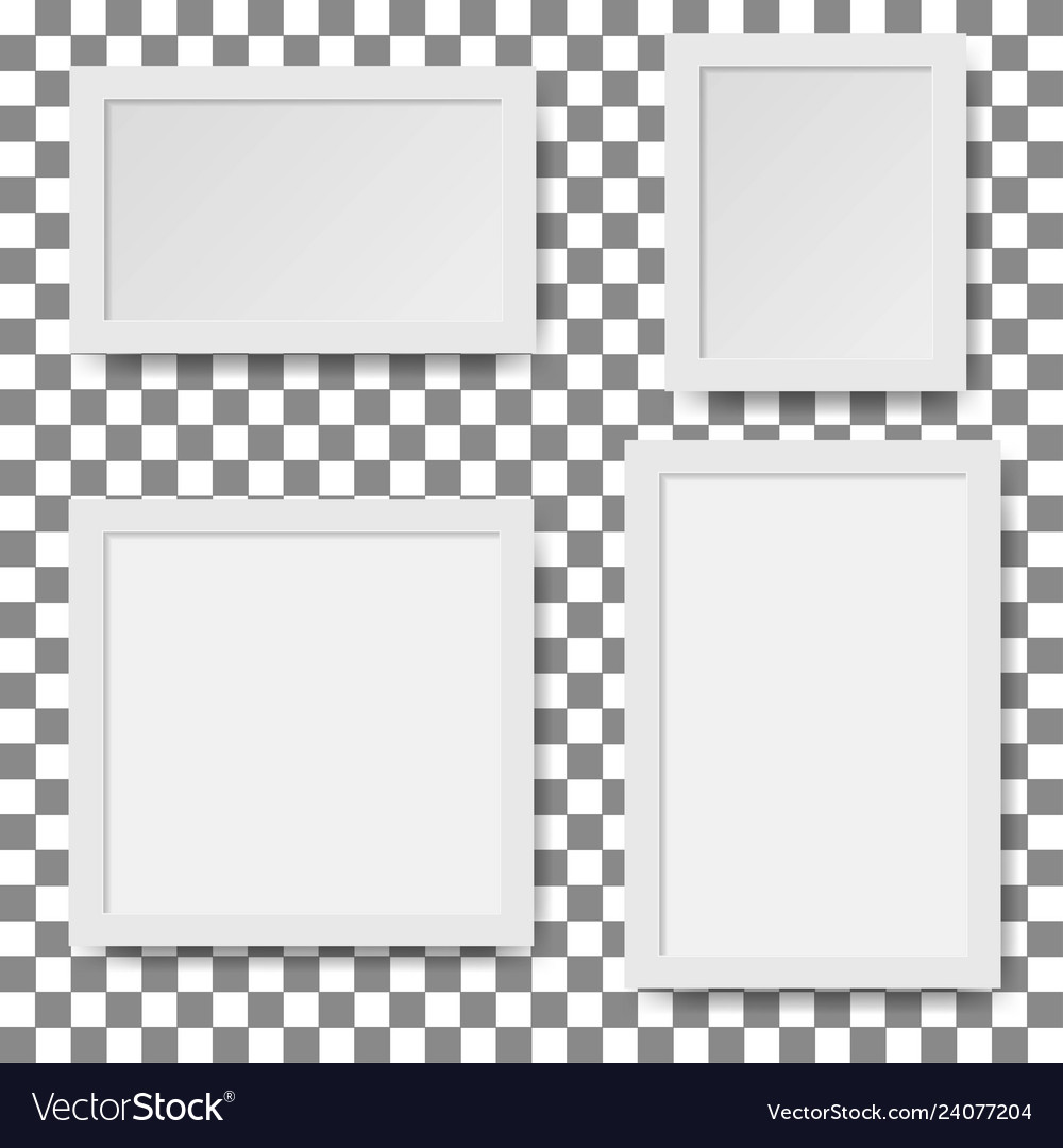 Set of empty white picture frames paper frame vector image Set of empty white picture frames paper frame