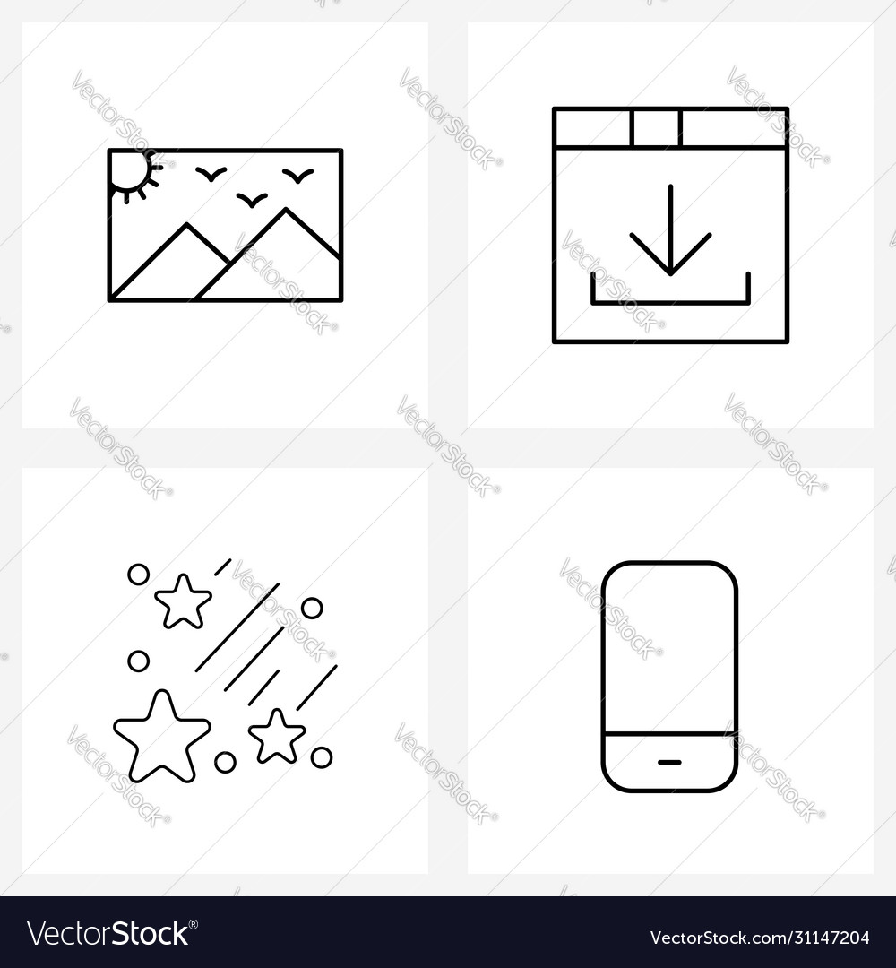 Simple set 4 line icons such as image star