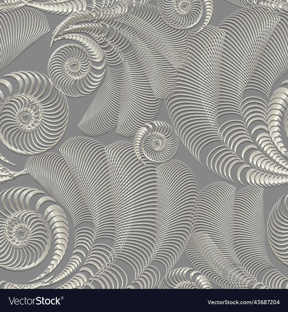 Spirals and fractals 3d surface seamless pattern vector image Spirals and fractals 3d surface seamless pattern