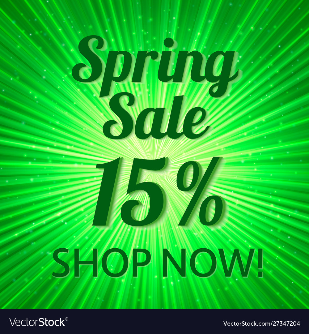 Spring sale banner 15 discount sign on a bright Vector Image Spring sale banner 15 discount sign on a bright