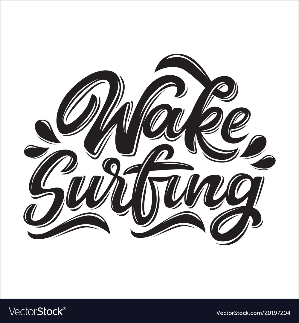 Wake surfing lettering logo in graffiti style