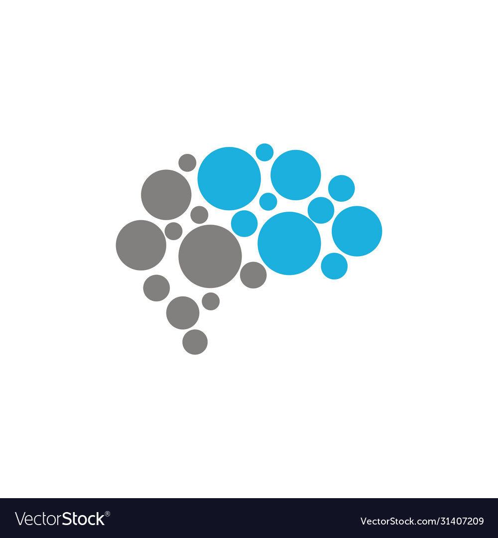 Abstract doted brain logo icon template Royalty Free Vector