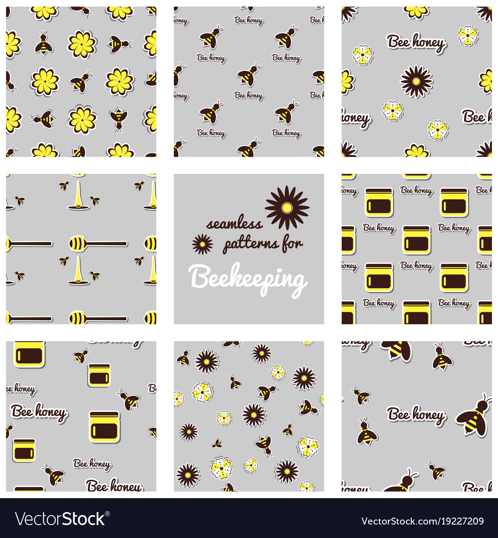 Apiary seamless patterns set