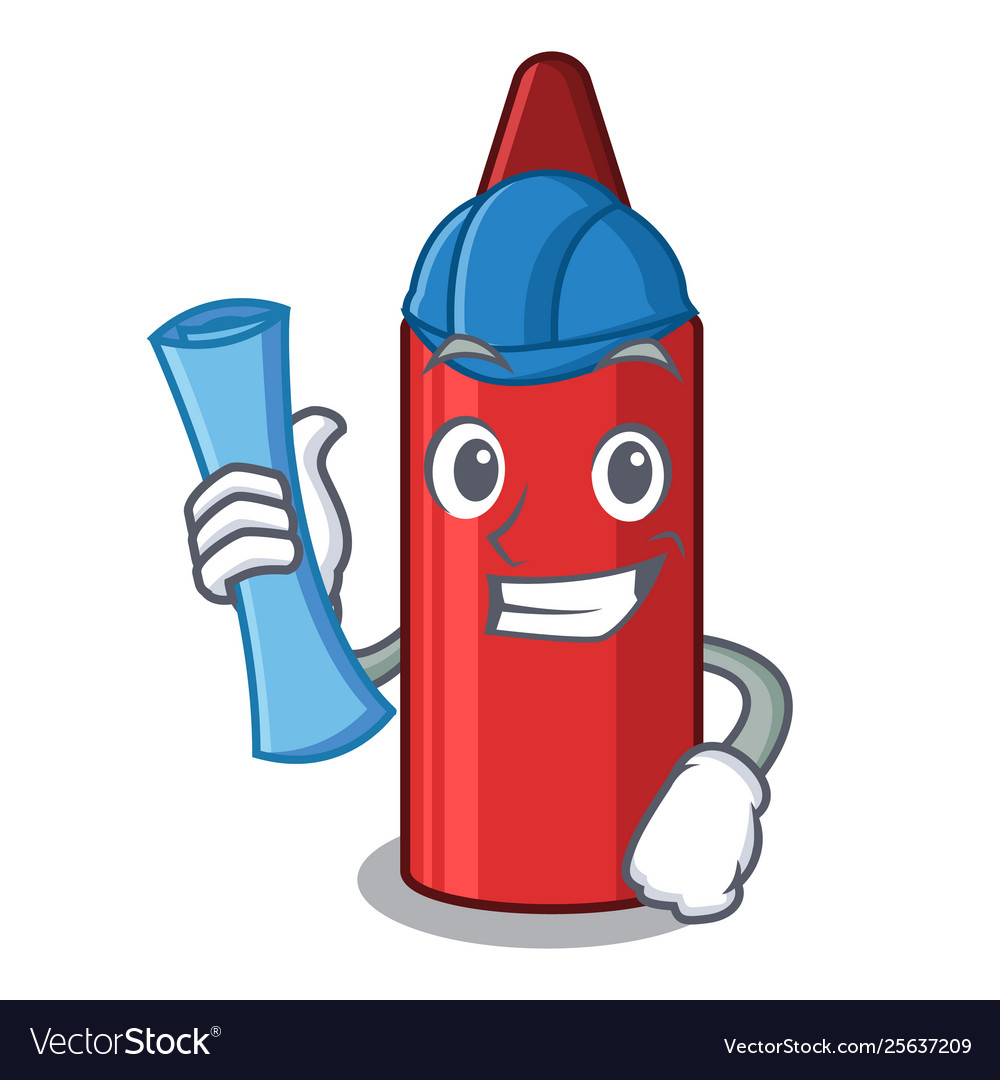 Architect red crayon in character shape vector image Architect red crayon in character shape