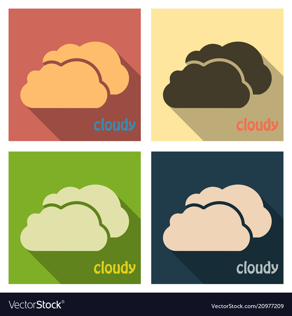 Cloud icon in flat style isolated on color