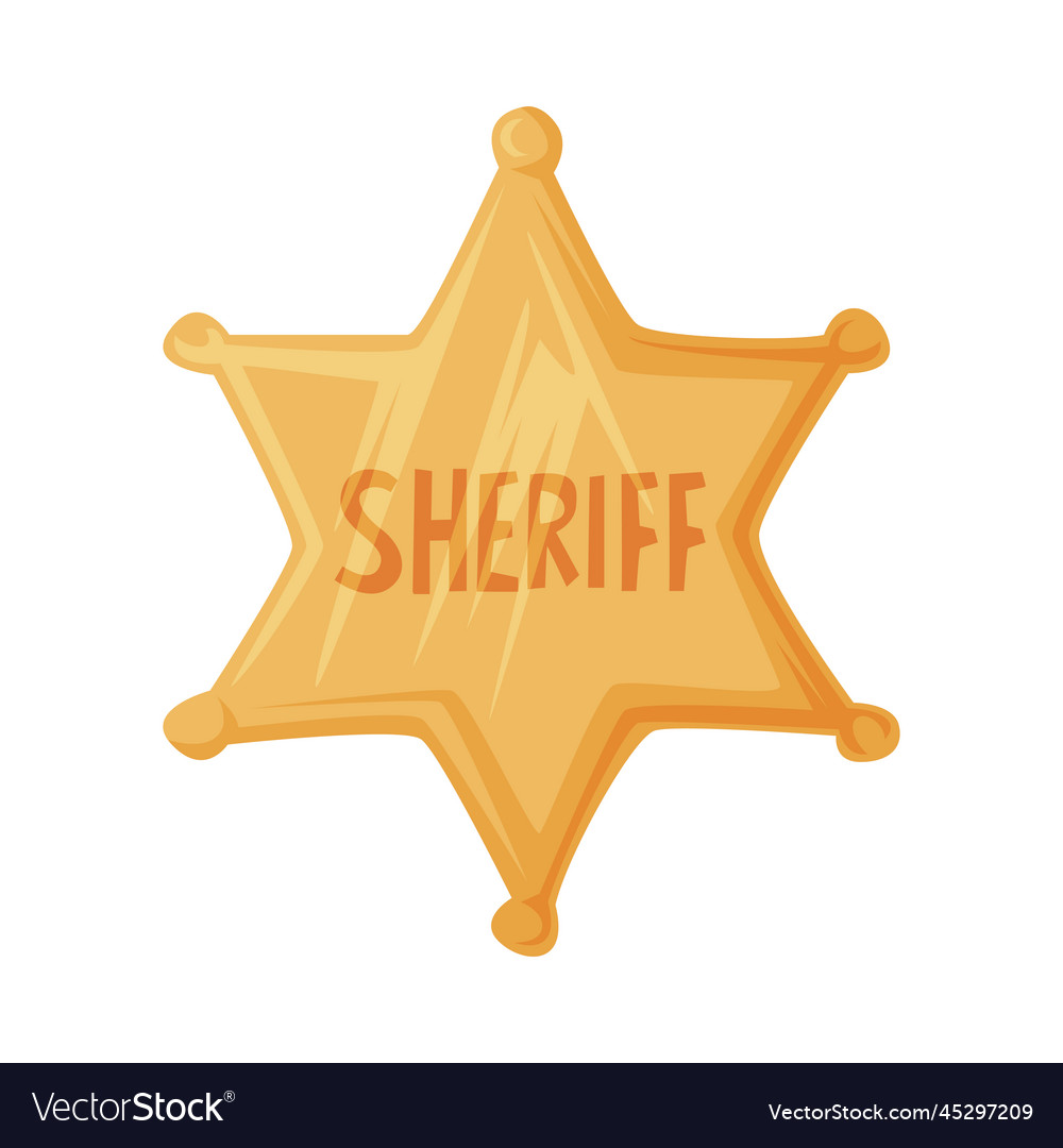 Golden sheriff star badge as wild west object Vector Image