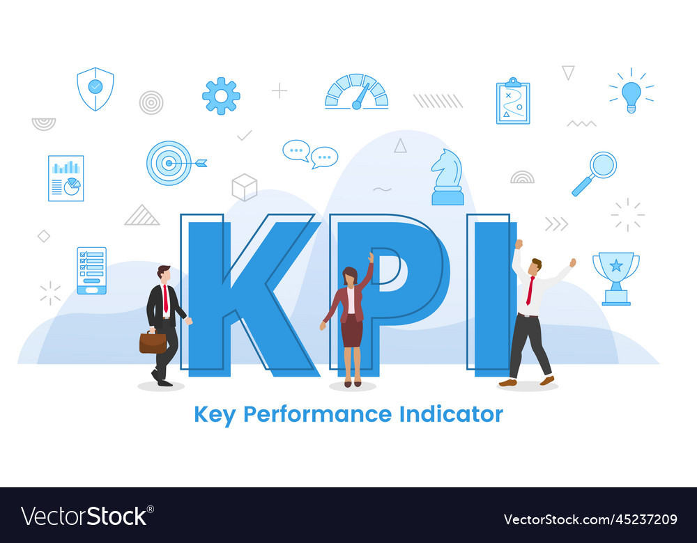 Kpi key performance indicator concept with big Vector Image