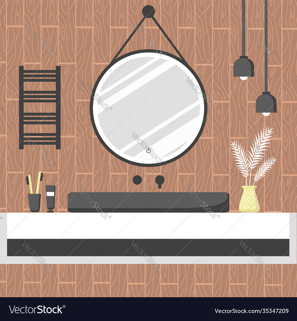 Modern bathroom interior in scandi style cozy vector image Modern bathroom interior in scandi style cozy
