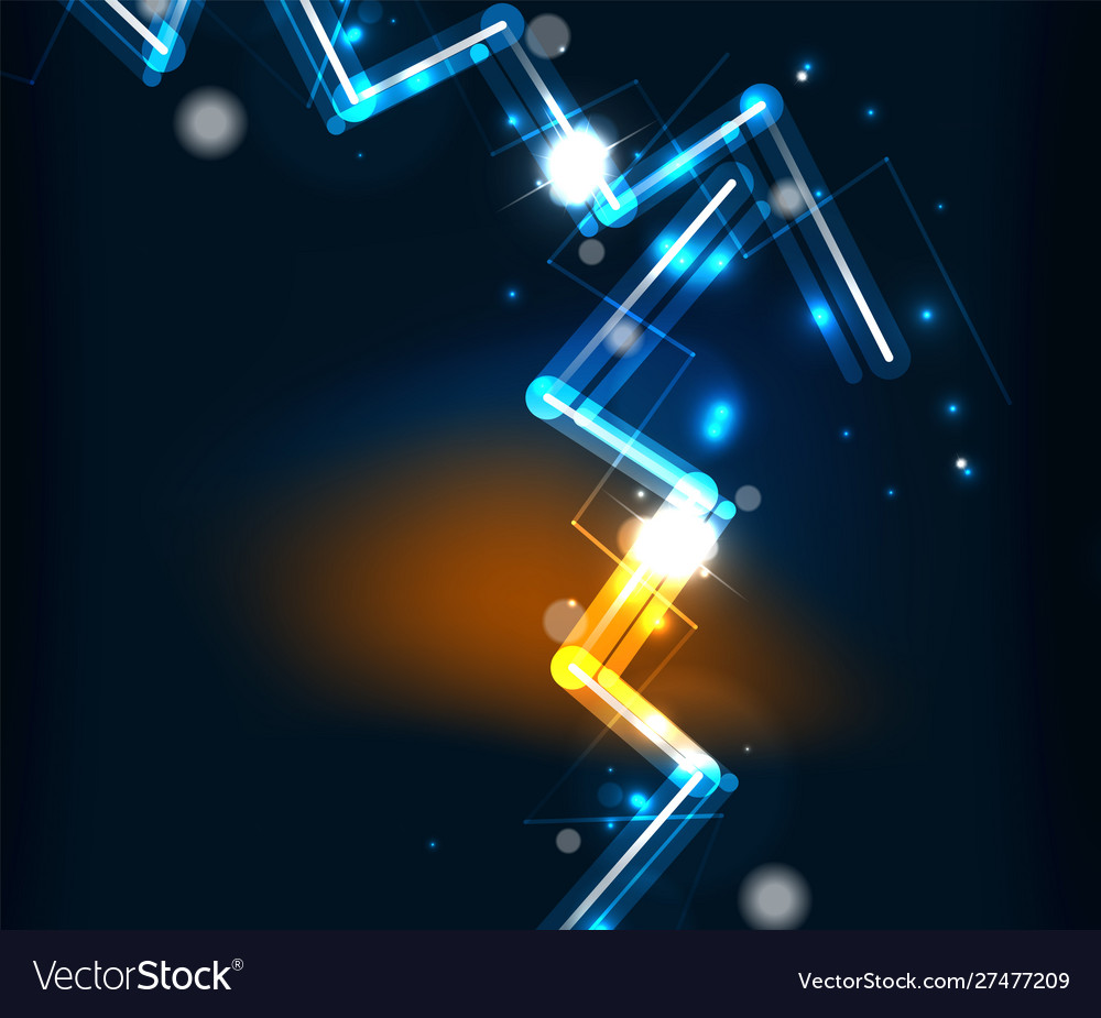 Neon zig zag lines glowing spark trail tracing Vector Image Neon zig zag lines glowing spark trail tracing