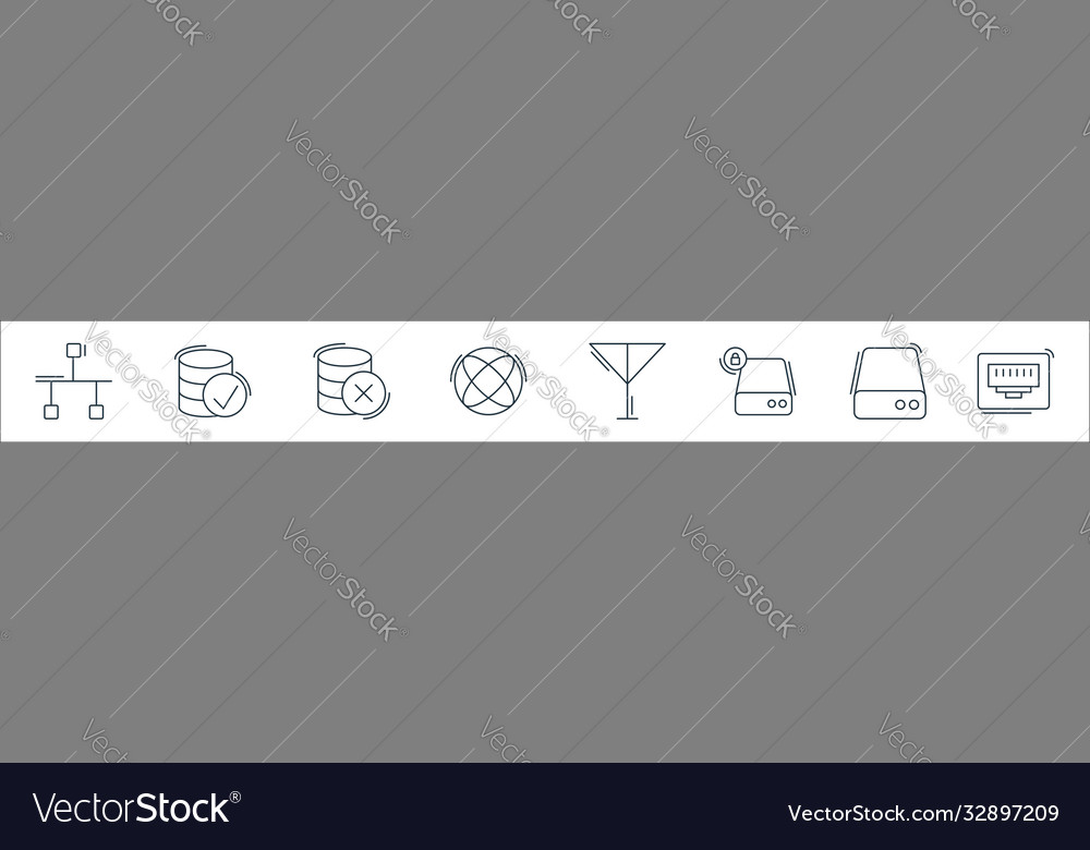Netzwerk- und Datenbankzeilen-Symbole linearen Satz vector image Netzwerk- und Datenbankzeilen-Symbole linearen Satz