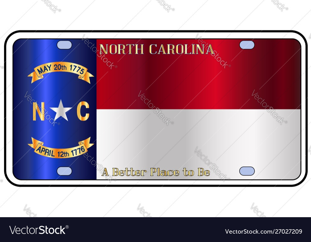 North carolina license plate flag Royalty Free Vector Image