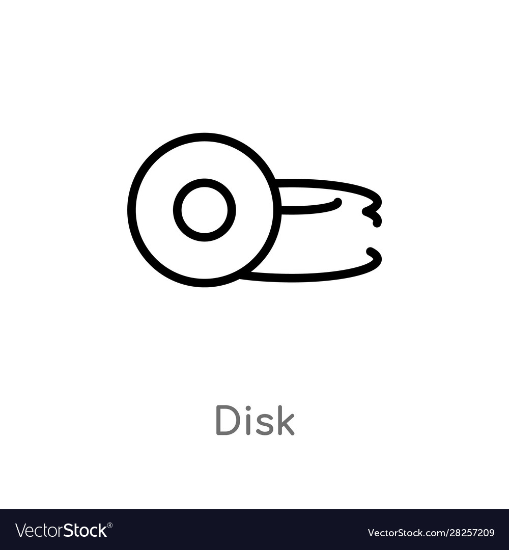 Outline disk icon isolated black simple line