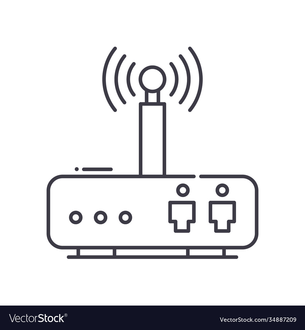 Router icon linear isolated thin vector image Router icon linear isolated thin