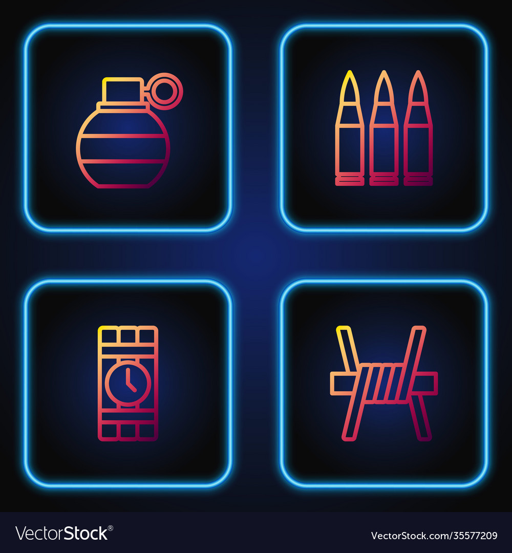 Set line barbed wire dynamite and timer clock Vector Image Set line barbed wire dynamite and timer clock