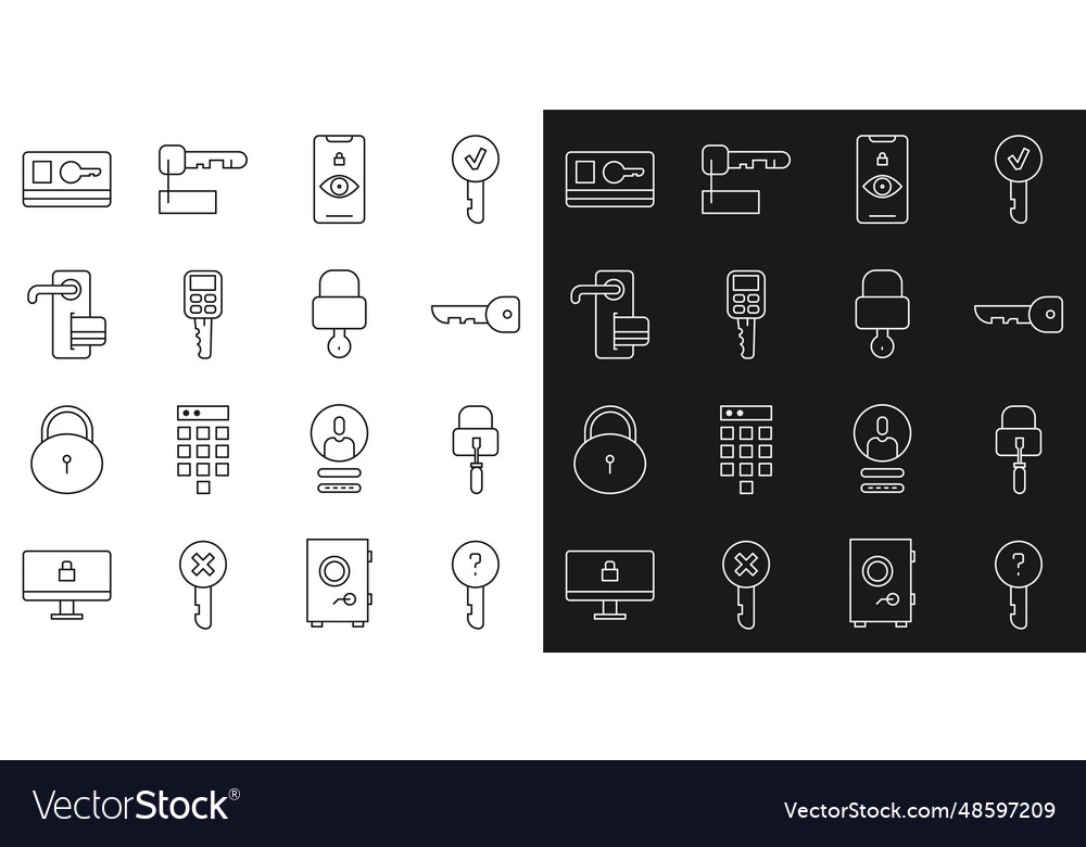 Set line undefined key lock picks vector image Set line undefined key lock picks