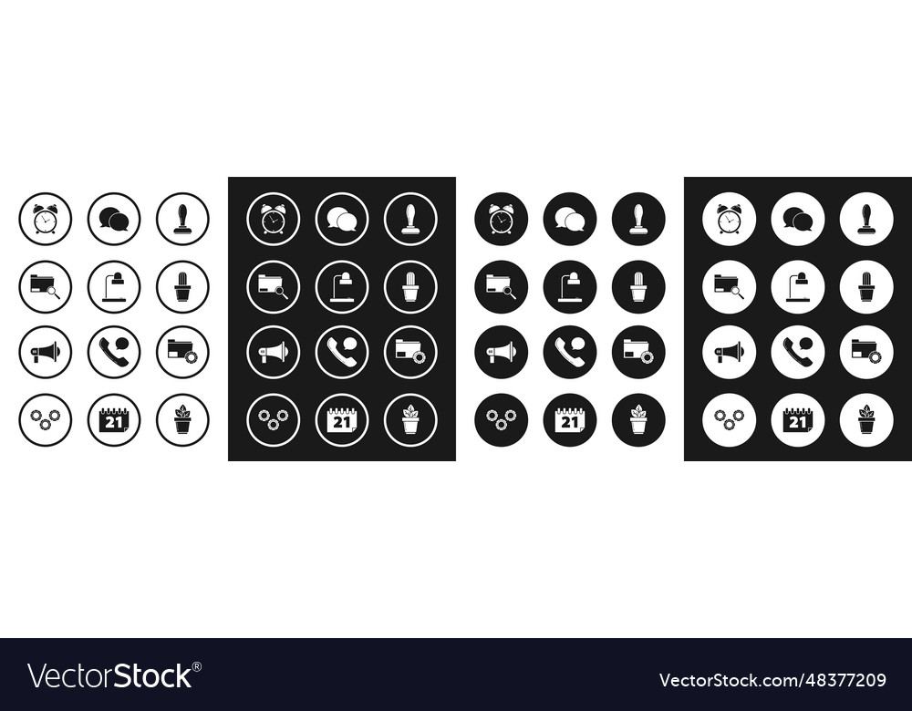 Set stamp table lamp search concept with folder vector image Set stamp table lamp search concept with folder