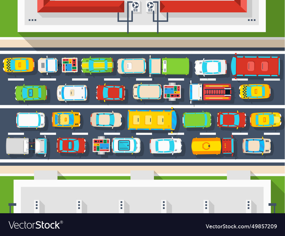 Traffic jam top view poster