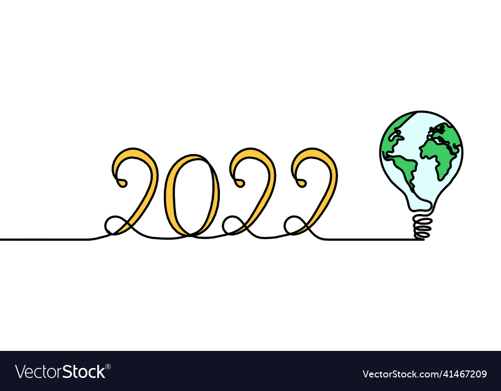 With light globe bulb as continuous line drawing