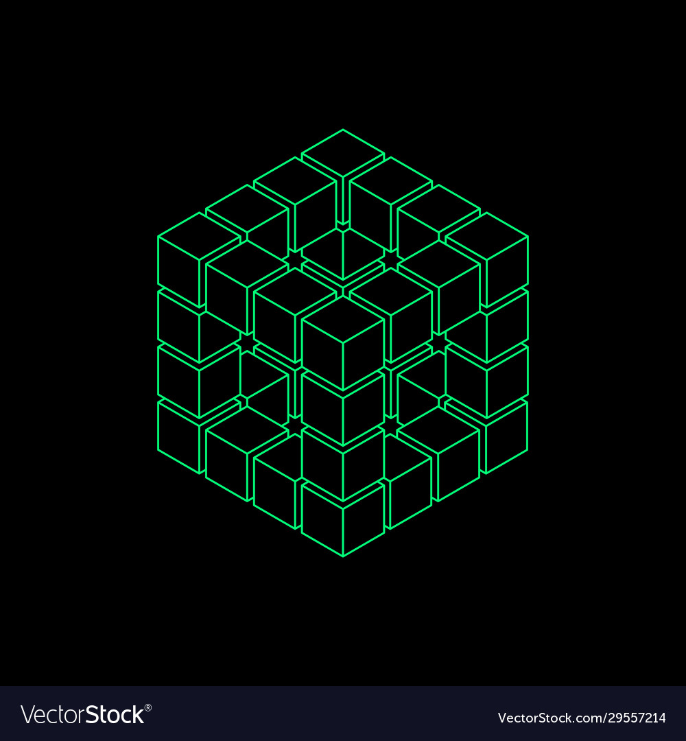 Abstract 3d cube from cubes isometric projection