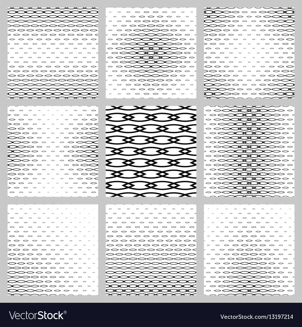 Black and white curved shape pattern design set