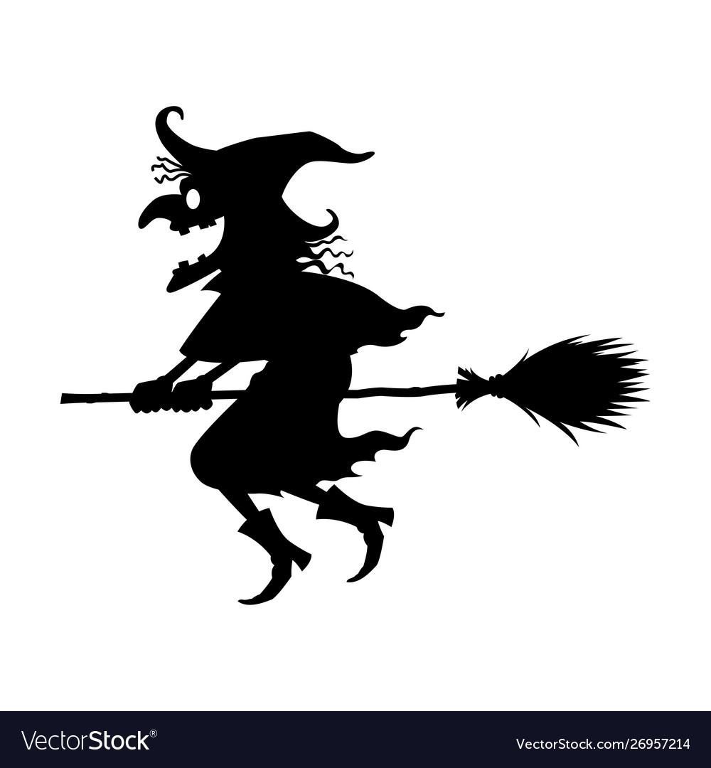 Black Witch Riding A Broom Royalty Free Vector Image 0657