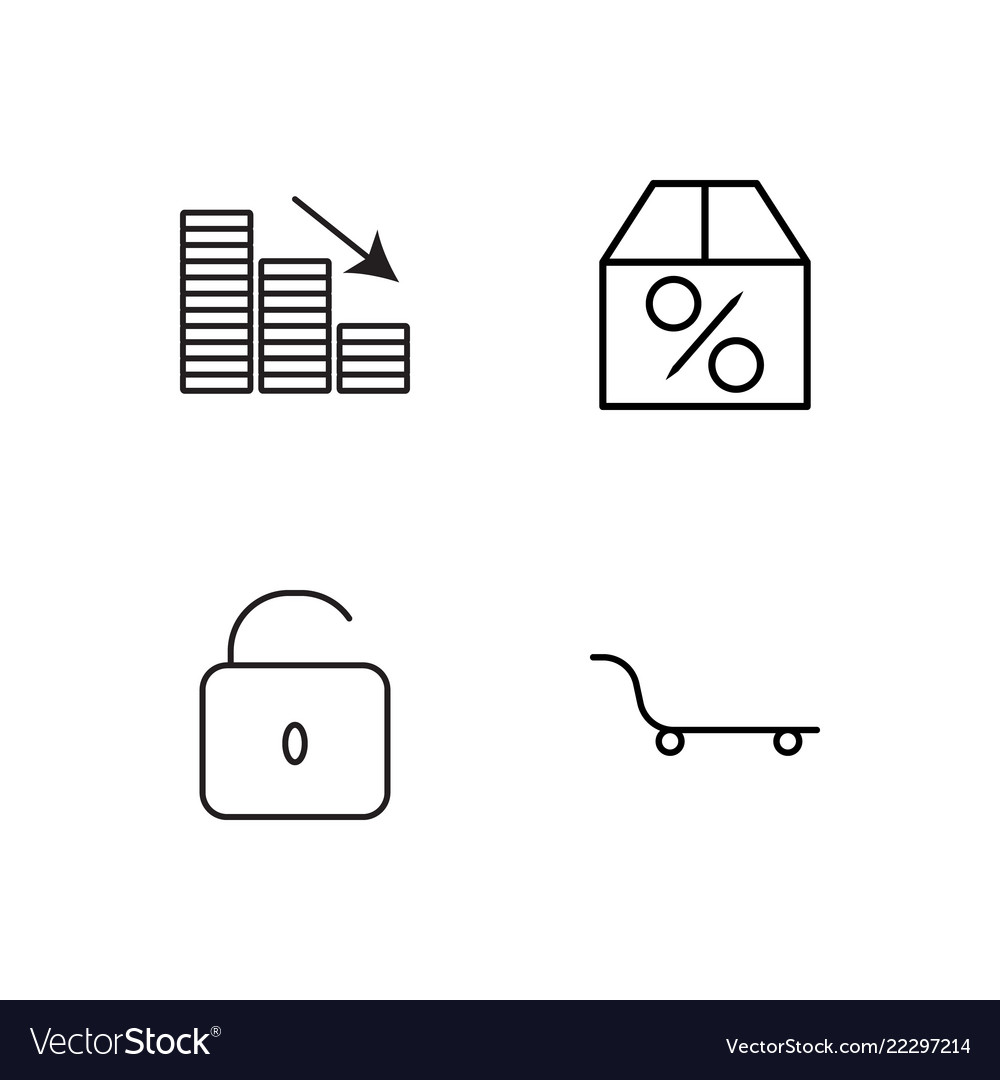 Business simple outlined icons set