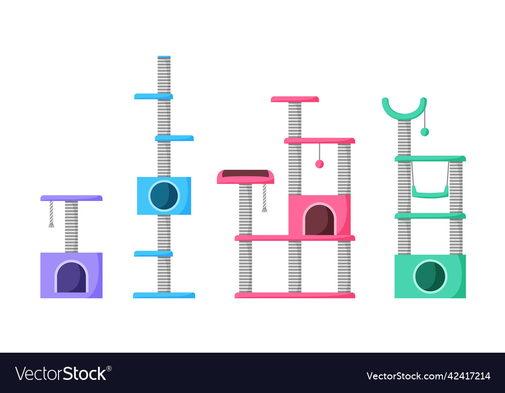 Cat trees and scratching posts set playground