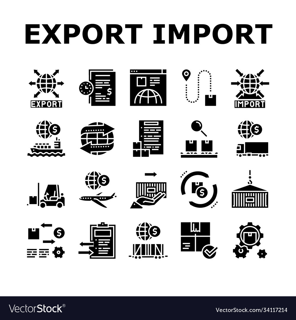 Export import logistic collection icons set