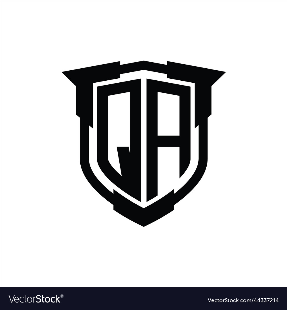 Qa logo monogram letter with shield shape design Vector Image Qa logo monogram letter with shield shape design