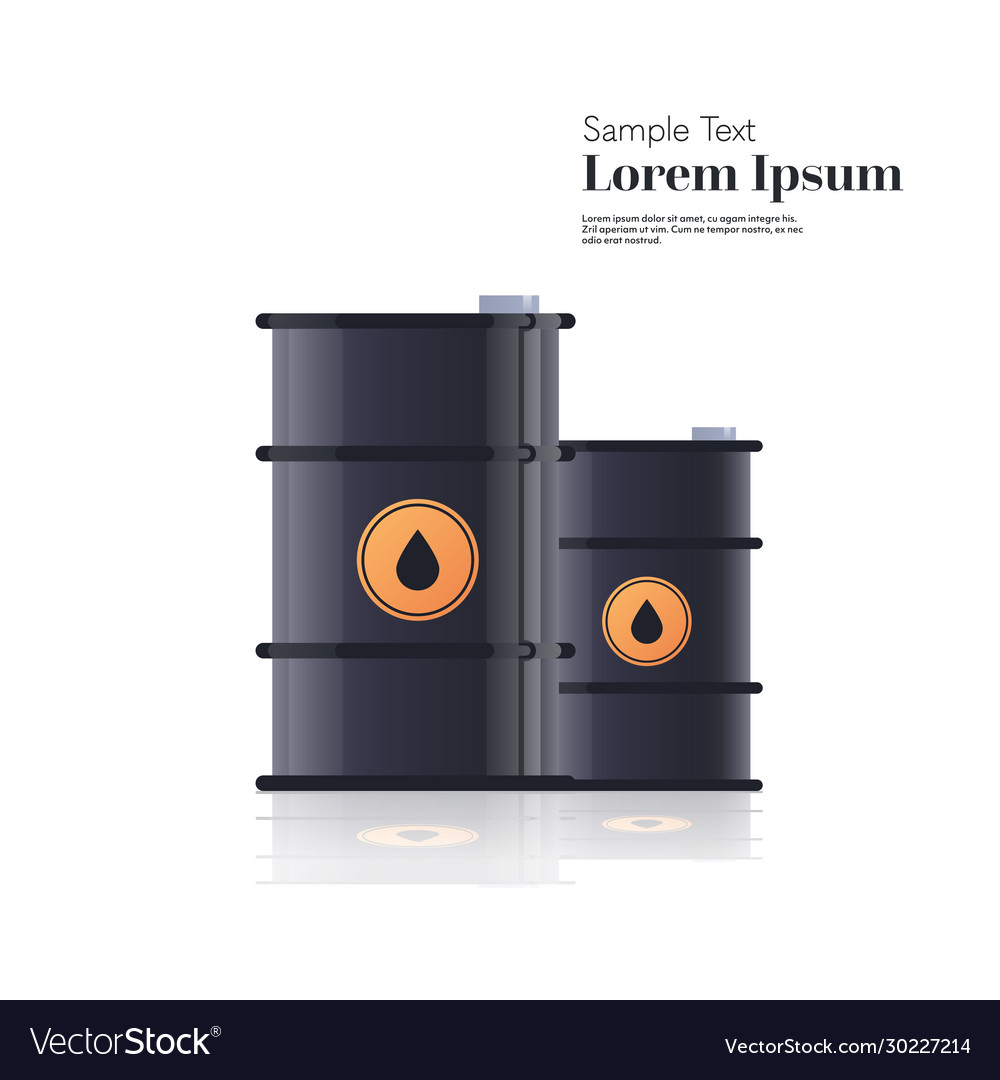 Realistic black metal petroleum barrels oil