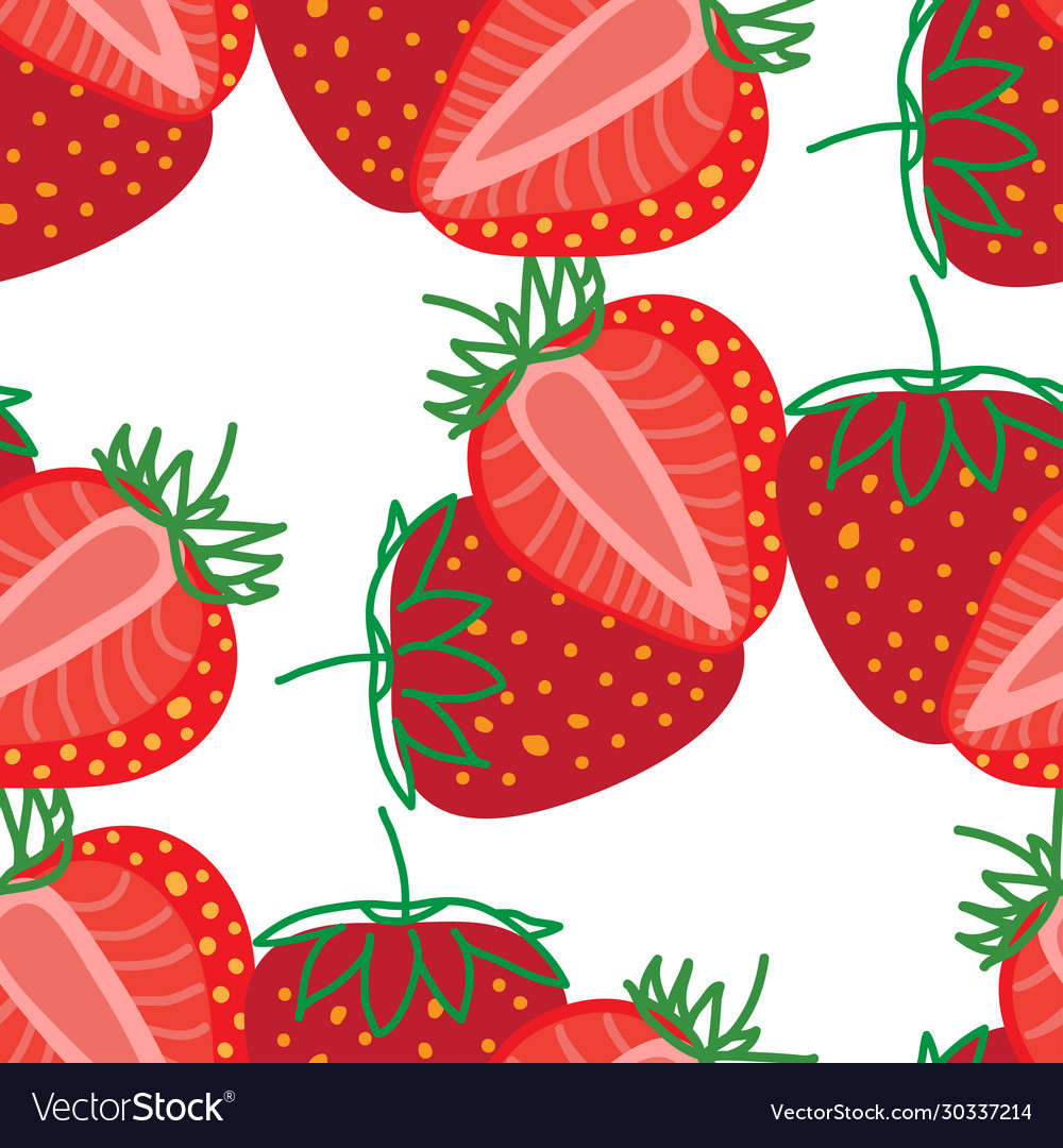 Seamless pattern strawberrys design colorful vector image Seamless pattern strawberrys design colorful