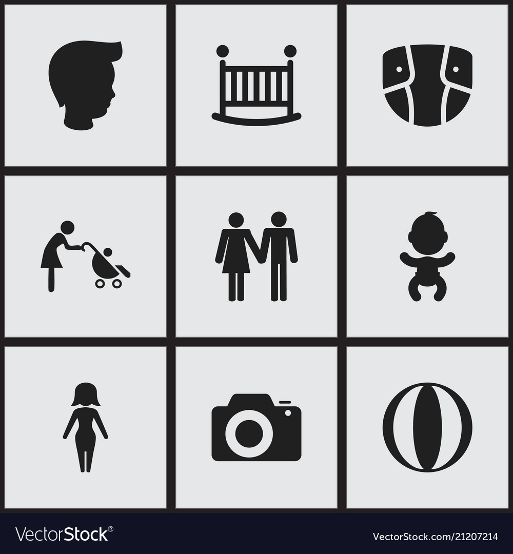 Set of 9 editable relatives icons includes
