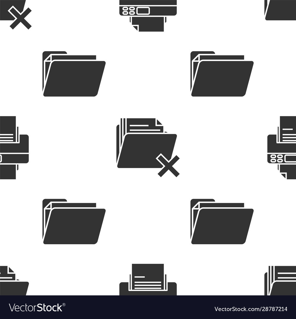 Set printer delete folder and document vector image Set printer delete folder and document