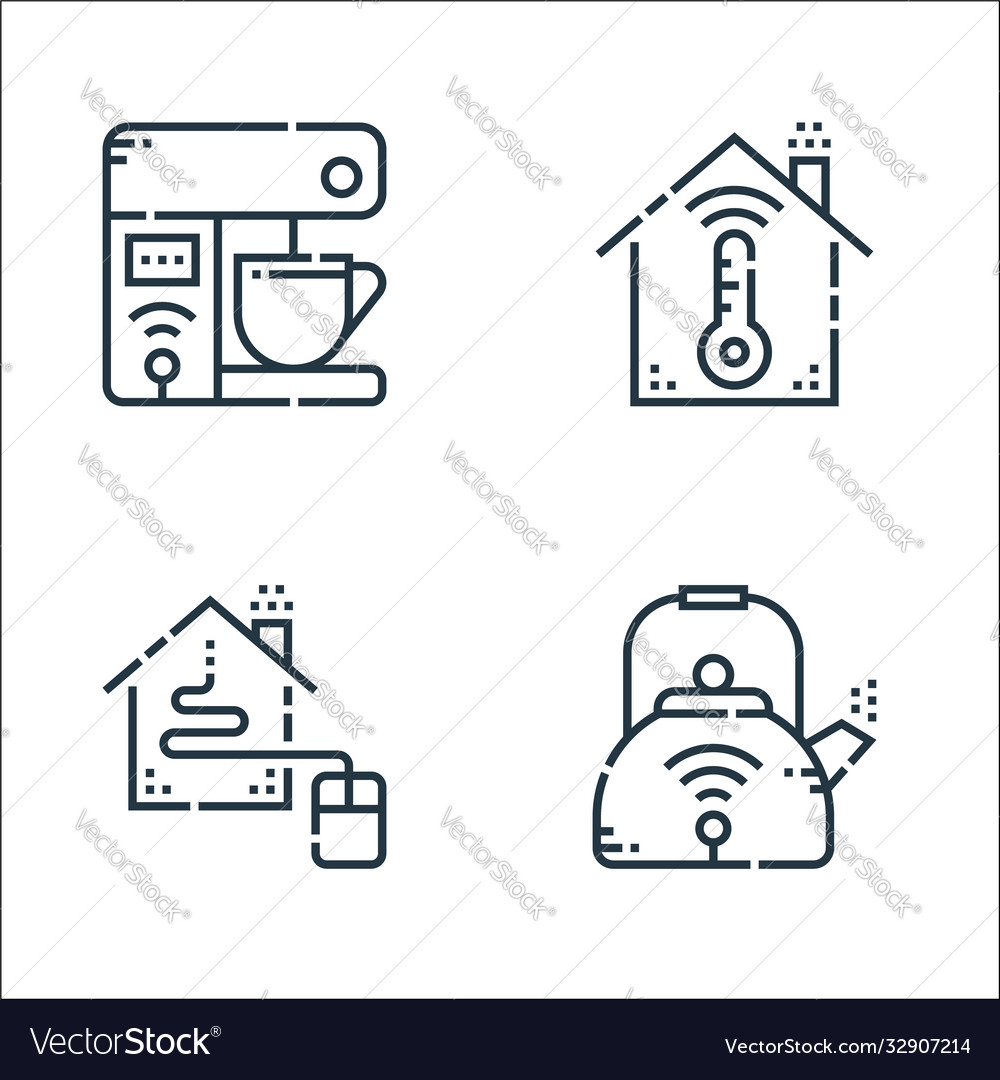 Smarthome line icons linear set quality vector image Smarthome line icons linear set quality