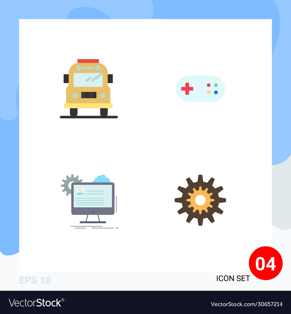 User interface pack 4 basic flat icons bus