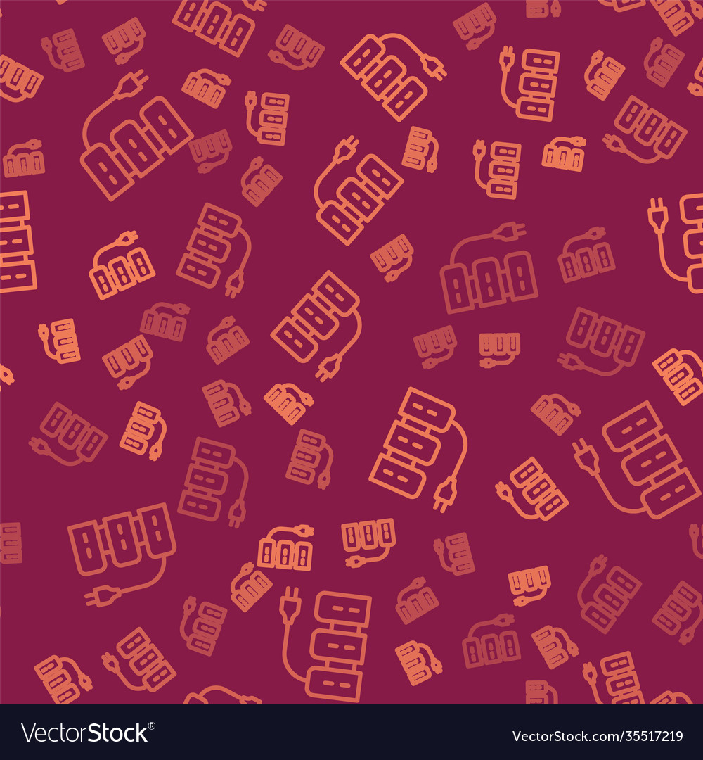 Brown line server icon isolated seamless pattern vector image Brown line server icon isolated seamless pattern
