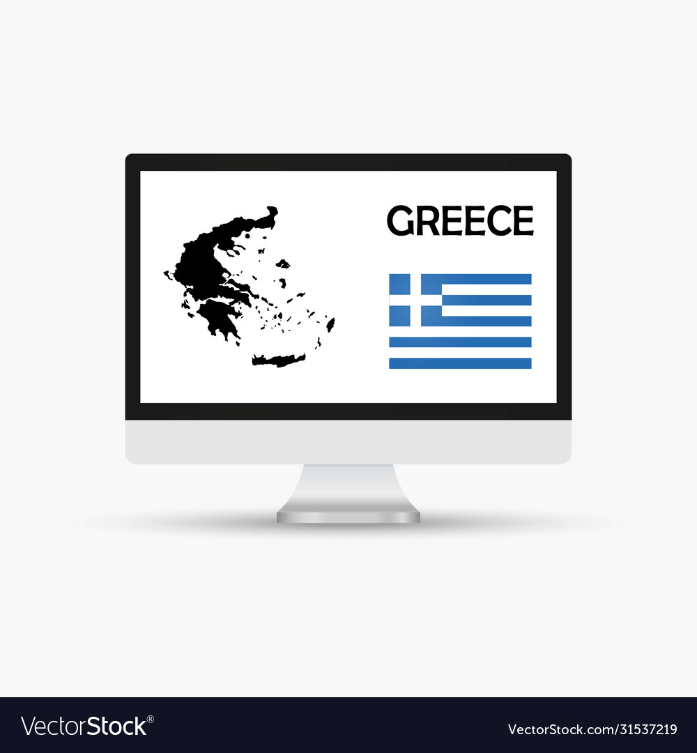 Computer monitor with a flag and map country