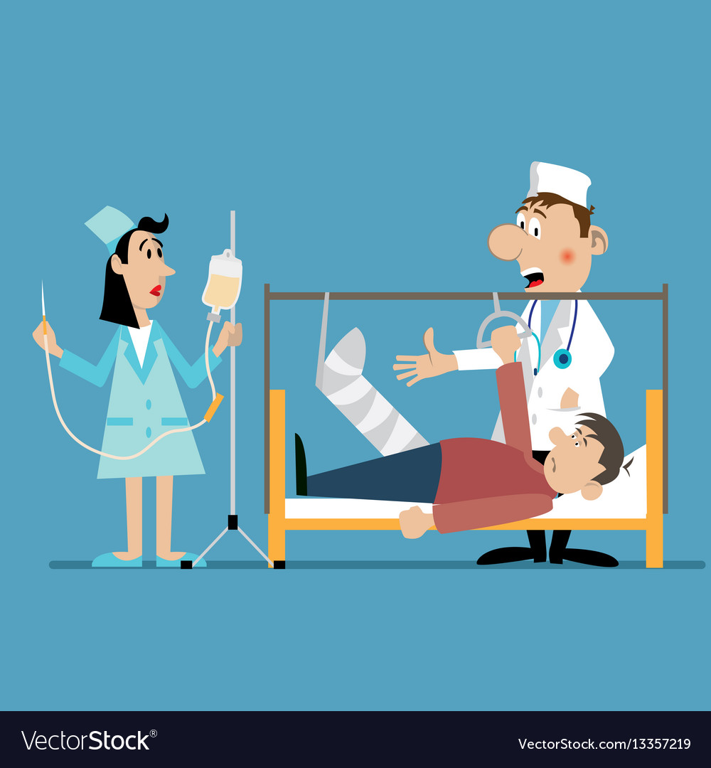 Doctor and nurse at bedside Royalty Free Vector Image