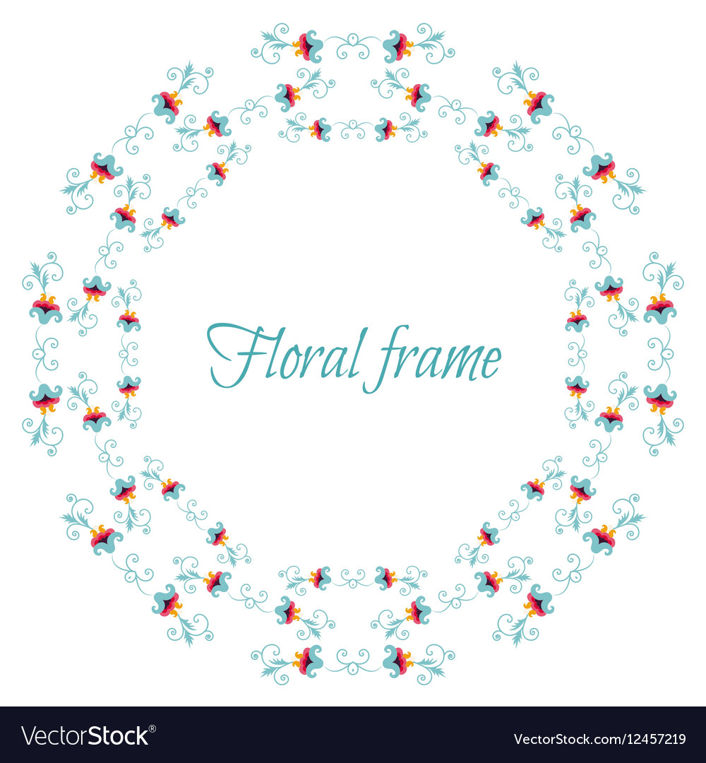 Elegant floral frame with stylized flowers