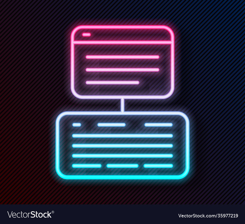 Glowing neon line server data web hosting icon vector image Glowing neon line server data web hosting icon