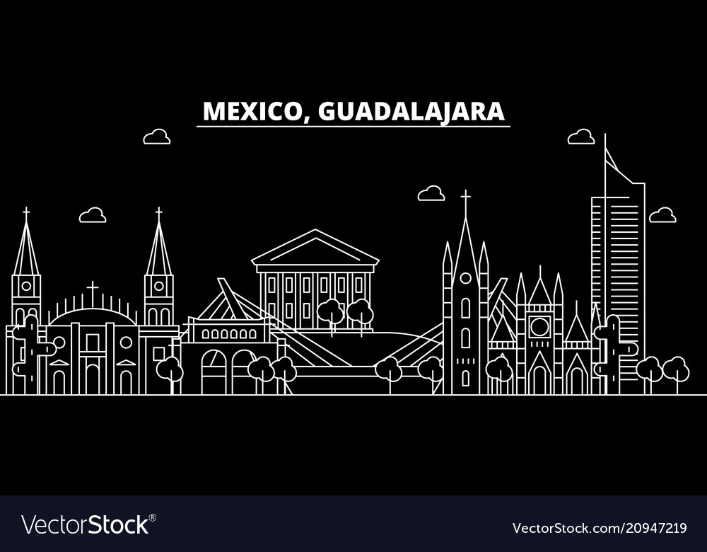 Guadalajara silhouette skyline mexico