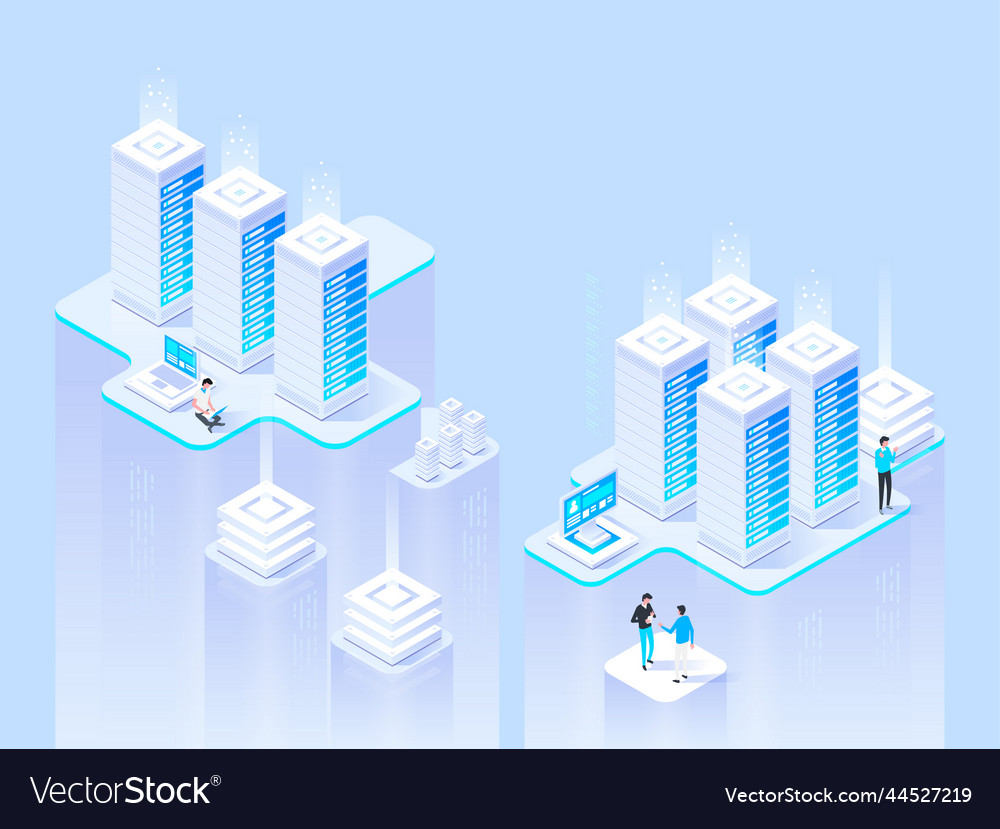 High technology concept data center processing