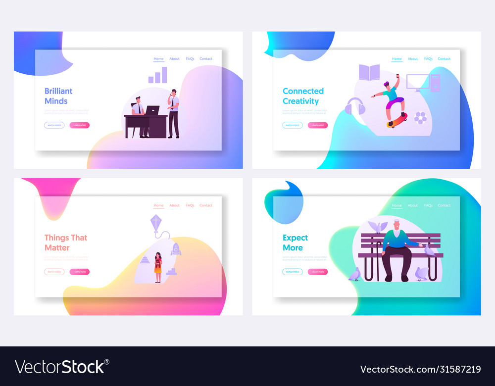 Market segmentation landing page template set Vector Image Market segmentation landing page template set