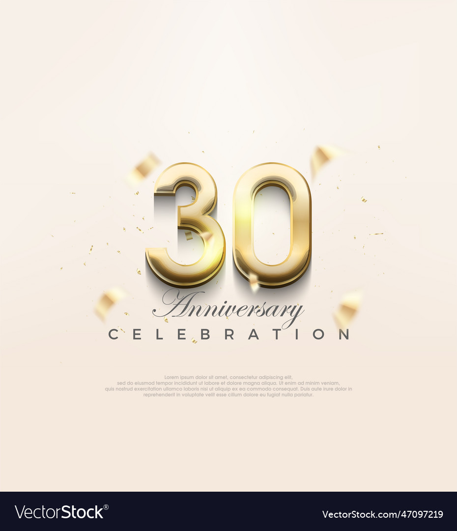 Modern gold 30th anniversary premium design Vector Image