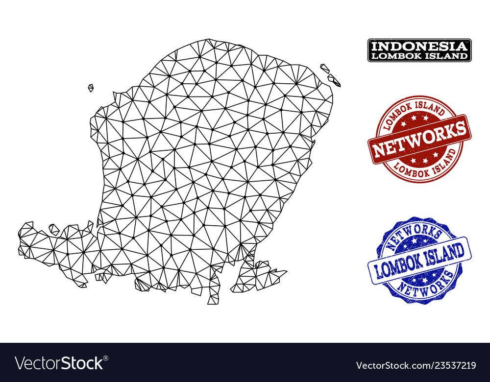 Polygonal network mesh map of lombok island vector image Polygonal network mesh map of lombok island
